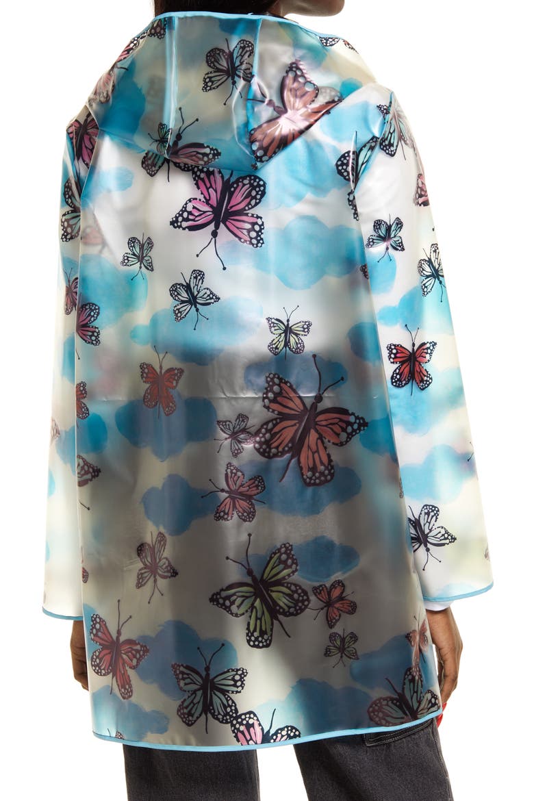 Cristina Martinez Butterfly Hooded Raincoat, Alternate, color, FROSTED BUTTERFLY CLOUDS