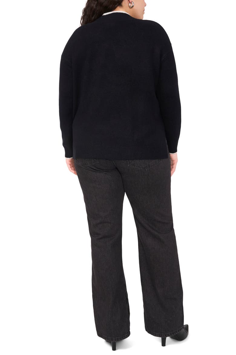 Tipped Cross V-Neck Cozy Sweater, Alternate, color, RICH BLACK