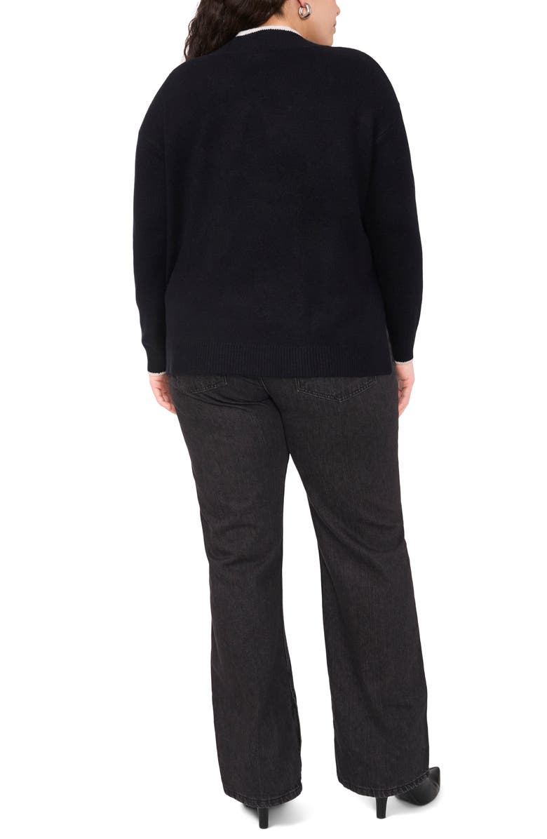 Vince Camuto Tipped Cross V-Neck Cozy Sweater, Alternate, color, Rich Black