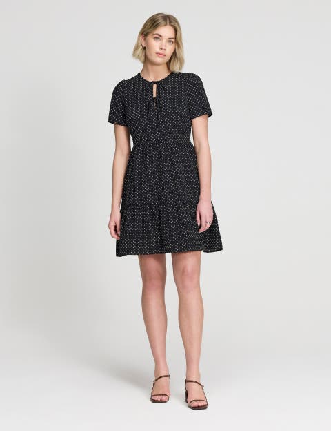 Lola Tie Front Tiered Short Dress