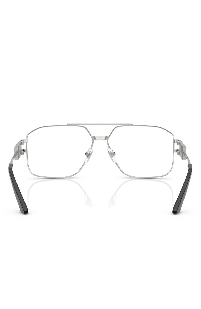 Versace 57mm Irregular Square Optical Glasses, Alternate, color, Silver