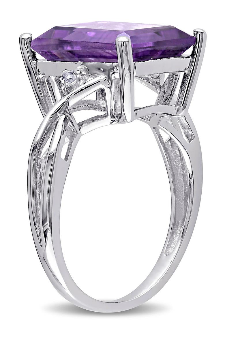 Emerald Cut Amethyst & White Topaz Ring, Alternate, color, PURPLE