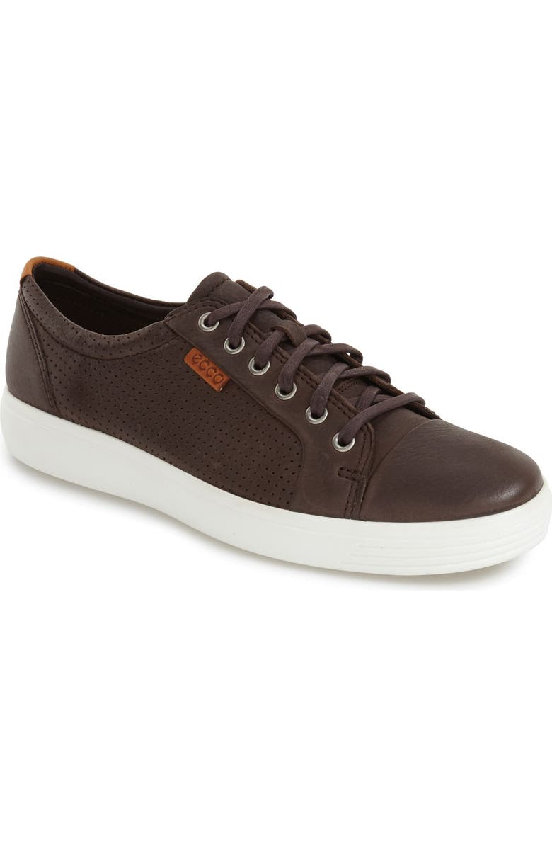 ECCO Soft 7 Perf Sneaker, Main, color, Coffee Leather