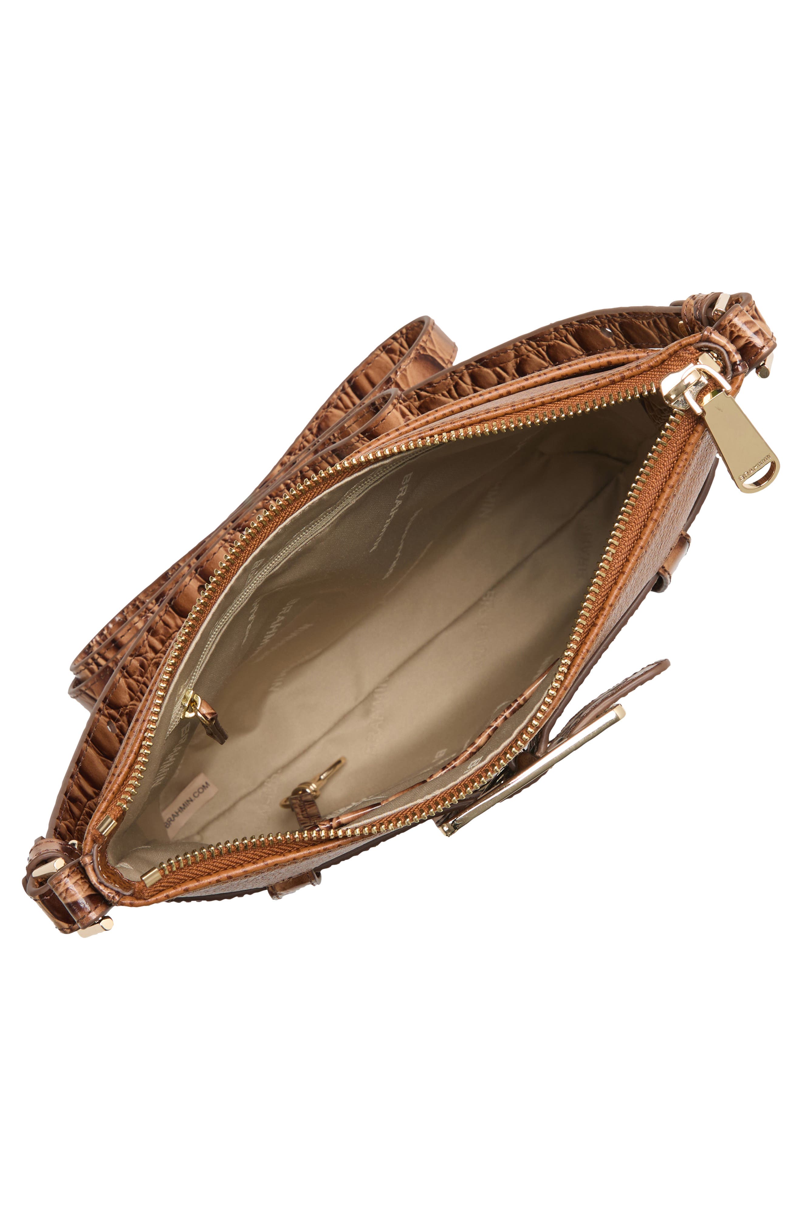 Brahmin Katie Croc Embossed Leather Crossbody Bag, Alternate, color, Cinnamon