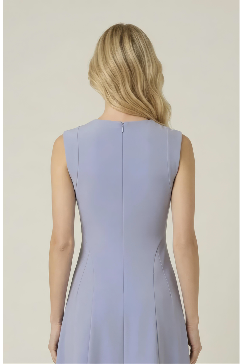 Structured Seaming Flared Skirt Sleeveless Midi Dress, Alternate, color, Periwinkle Blue