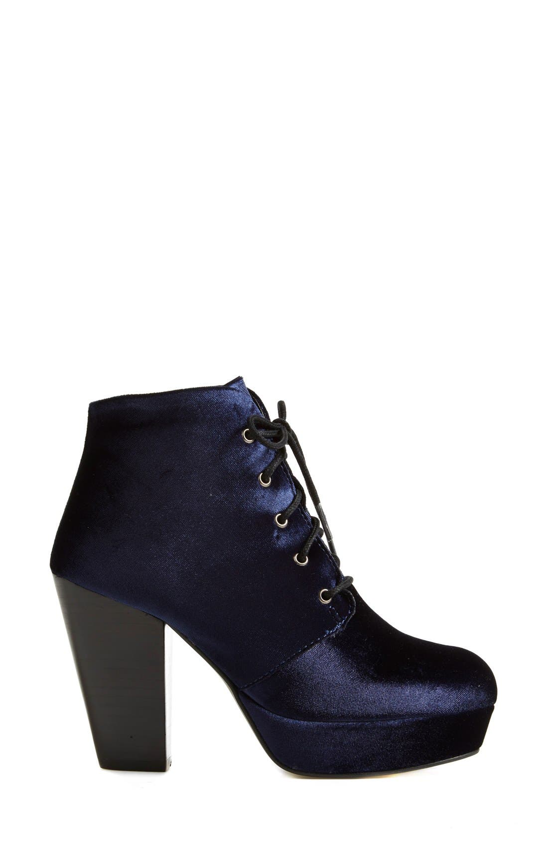 Steve Madden 'Raspy-V' Velvet Bootie, Alternate, color, 