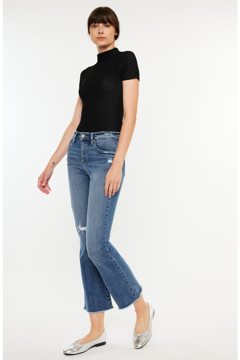 Honey Essentials High Rise Cropped Bootcut Jeans, Alternate, color, Dark Wash