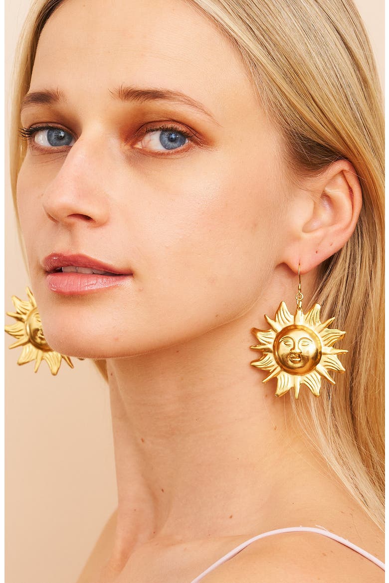 Sun Drop Earrings, Alternate, color, GOLD