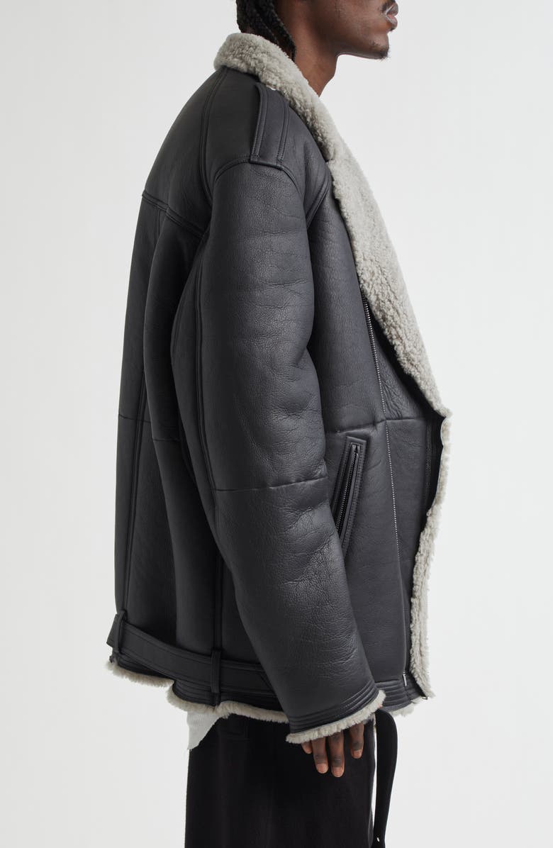 Rick Owens Jumbo Luke Stooges Leather & Genuine Shearling Jacket, Alternate, color, 