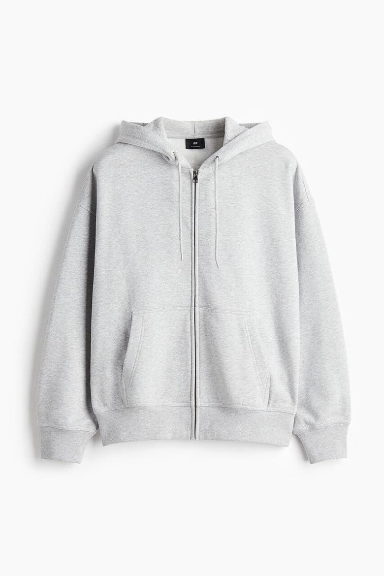Oversized-fit Hooded Jacket, Alternate, color, Gray melange