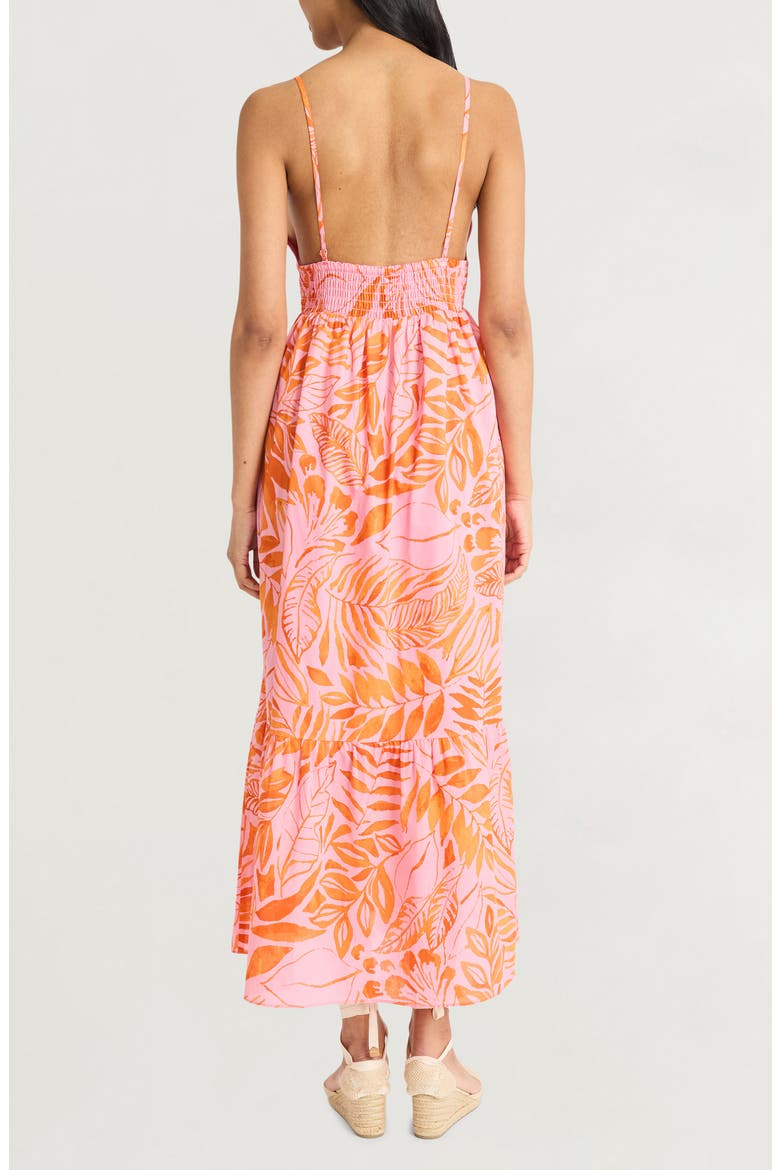 Tropical Print Tiered Cotton Sundress, Alternate, color, PINK/ ORANGE