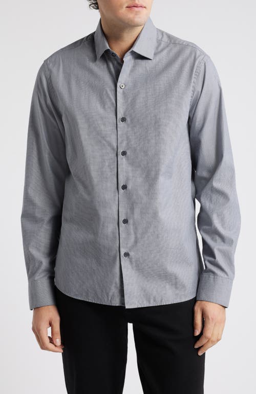 Robert Barakett Theodore Cotton Herringbone Button-Up Shirt in Grey 