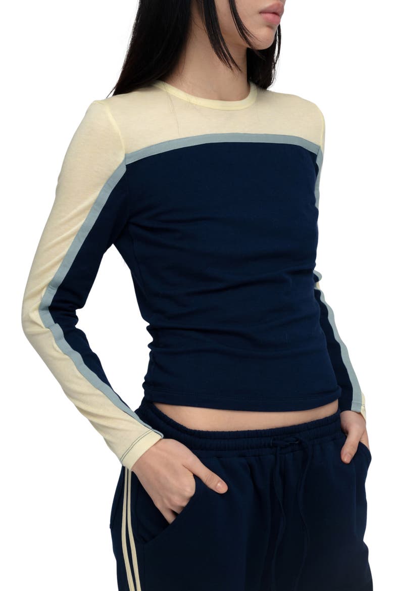 Raon Contrast Stripe Knit Top, Alternate, color, NAVY