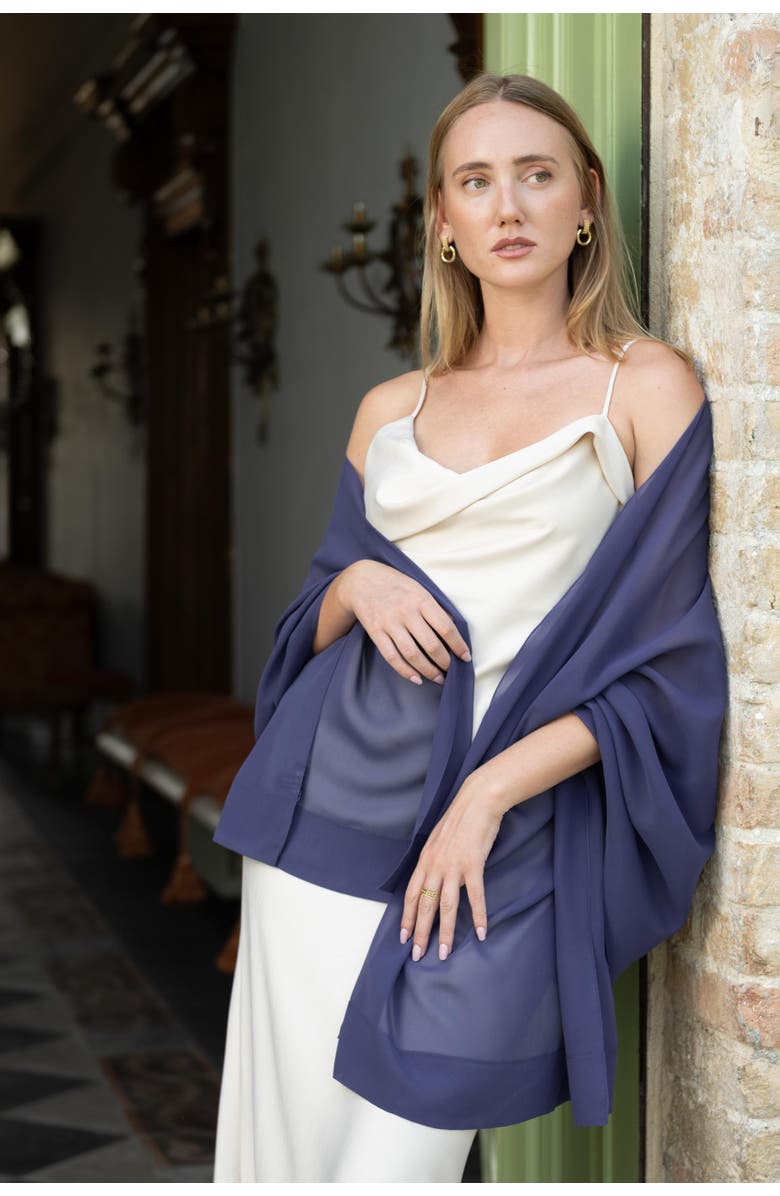 Elizabetta Carmen - Silk Scarf/Shawl for Women, Alternate, color, Marine Navy