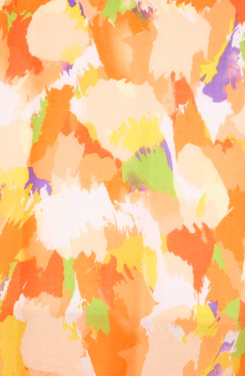 Area Stars Abstract Paint Brush Print Scarf In Orange