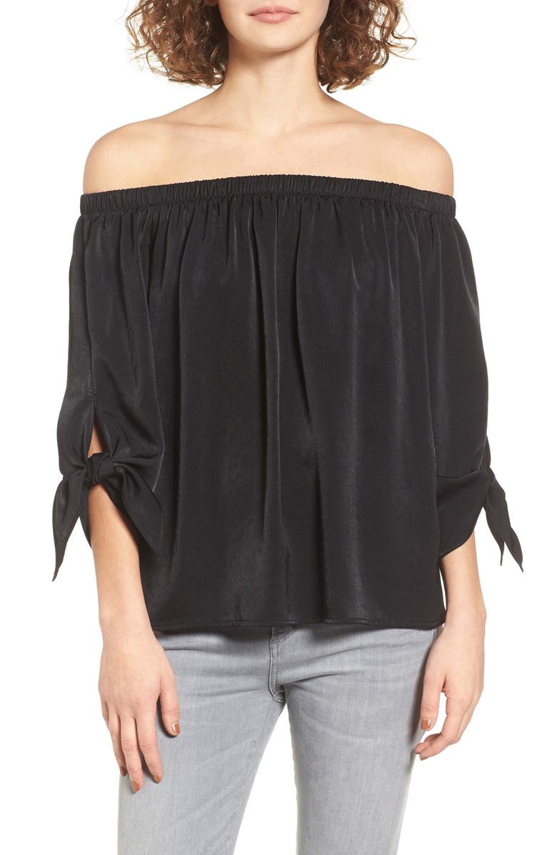 Soprano Tie Sleeve Off the Shoulder Top, Main, color,