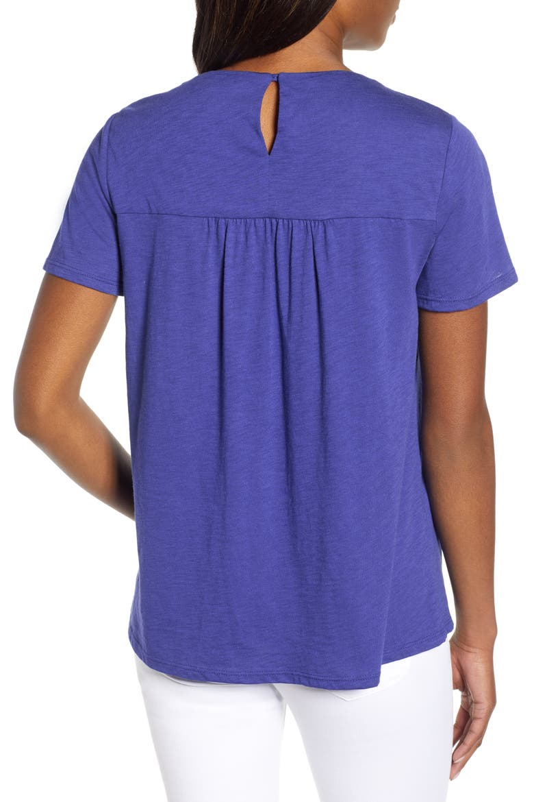 Gibson x Hi Sugarplum! Savannah Embroidered Yoke Tee (Nordstrom Exclusive), Alternate, color, SANTORINI BLUE WHITE