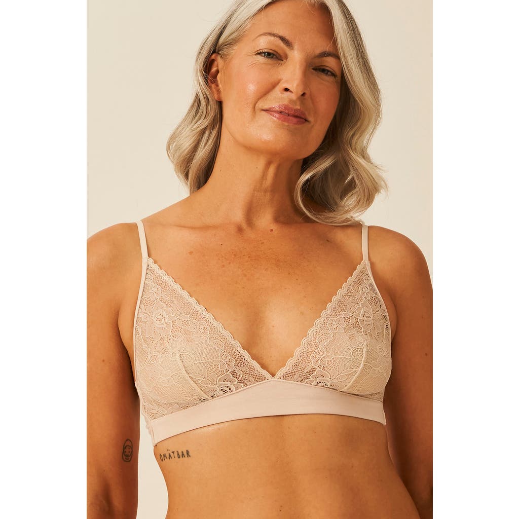 Stripe & Stare Eco Lace Triangle Bra & Original Knicker Set In Neutral