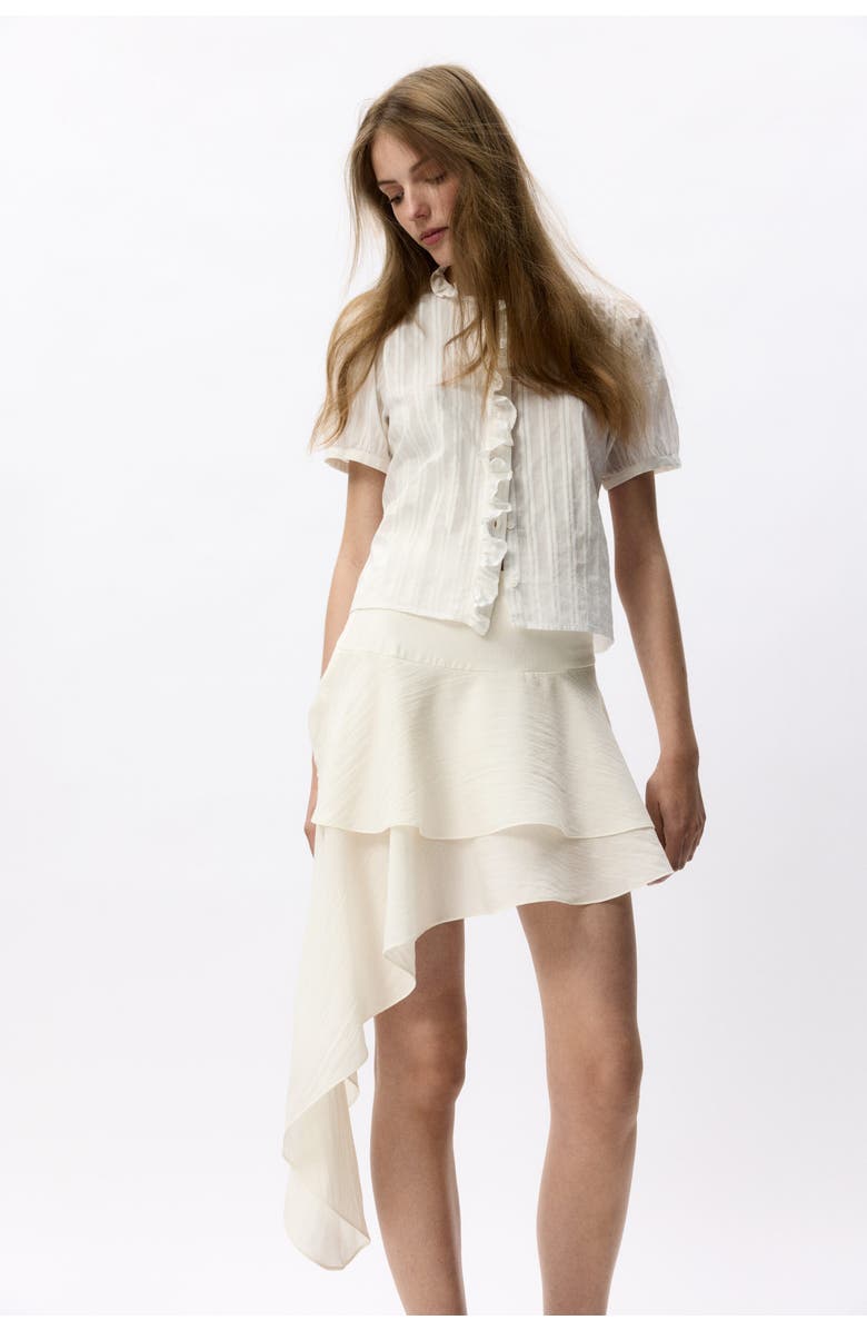 H&M Draped-panel Tiered Skirt, Alternate, color, Cream