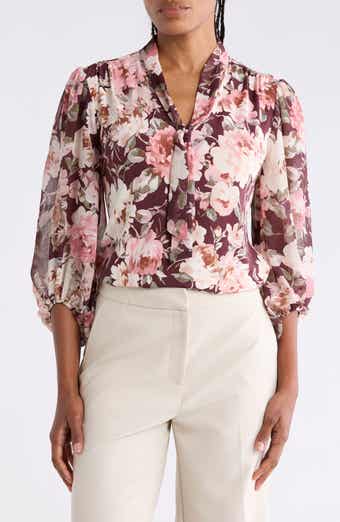 Mix Media Tie Neck Top