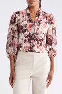 VIVID AURA Mix Media Tie Neck Top