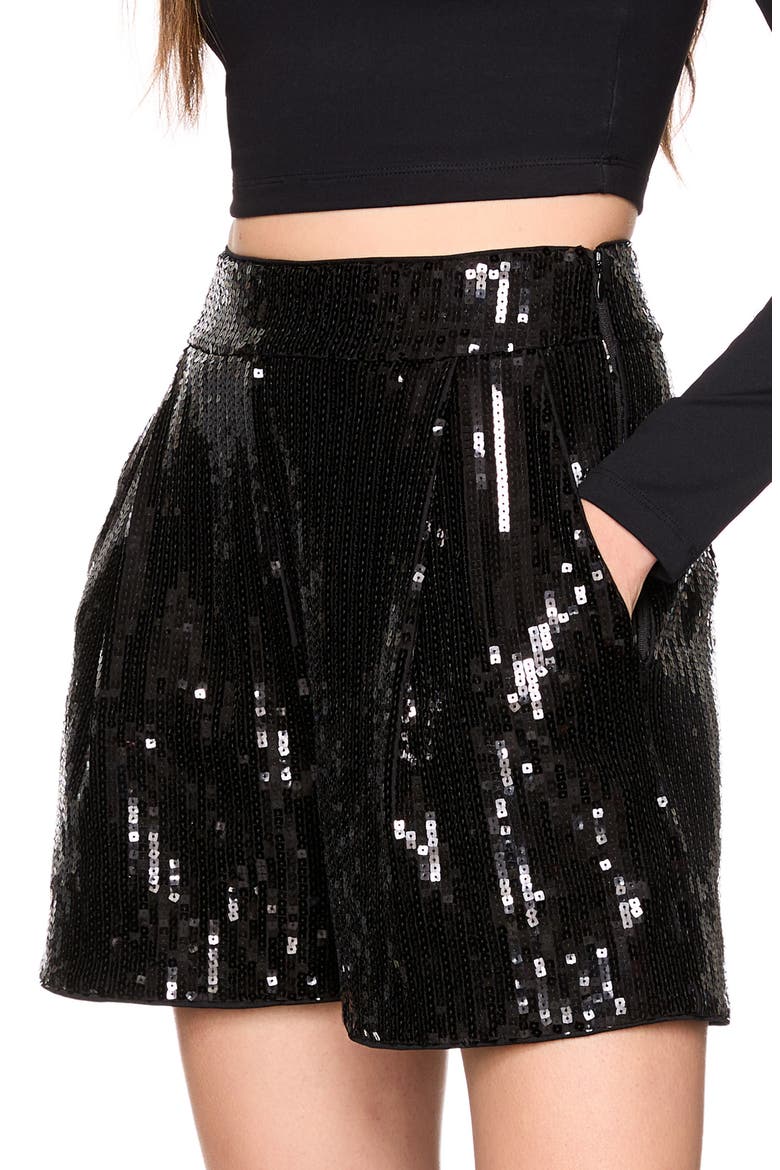 Sequin Shorts, Alternate, color, BLACK