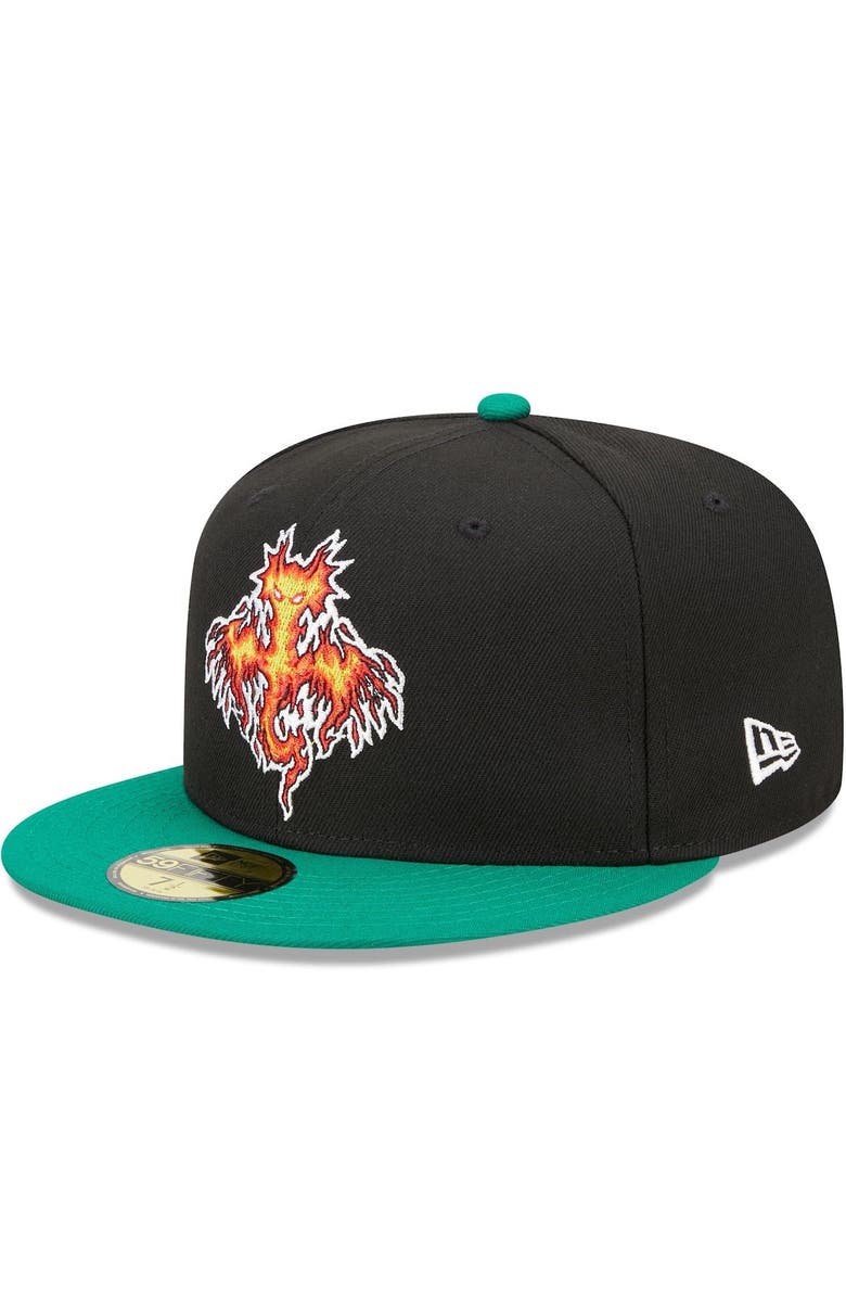 New Era Men's New Era Black/Green Dayton Dragons Marvel x Minor League 59FIFTY Fitted Hat, Main, color, 