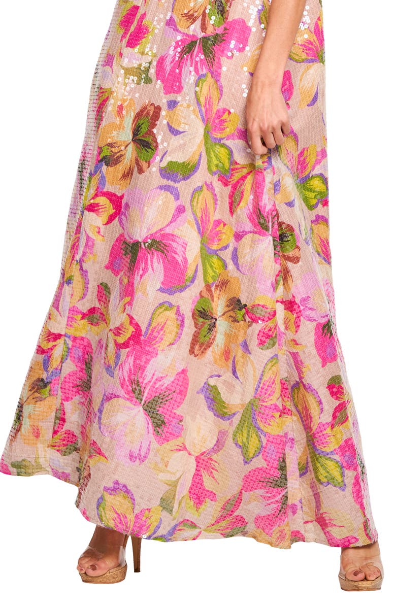 CIEBON Chaka Floral Sequin Maxi Dress, Alternate, color,