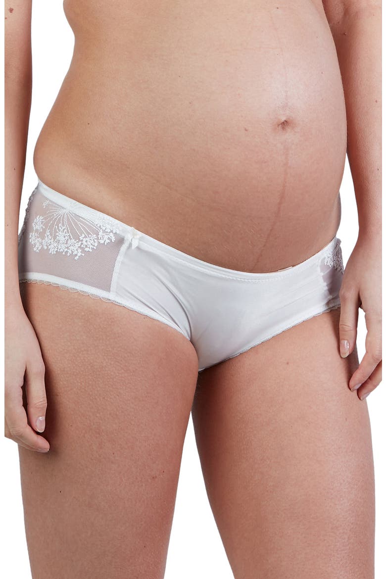 Louise Embroidered Maternity Shorts, Main, color, IVORY
