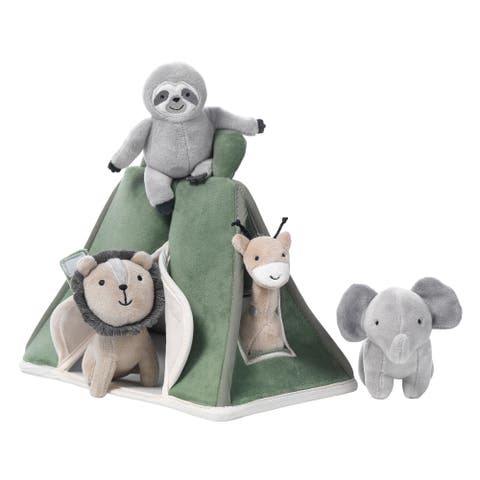 Interactive Plush Safari/Jungle Tent with Stuffed Animal Toys