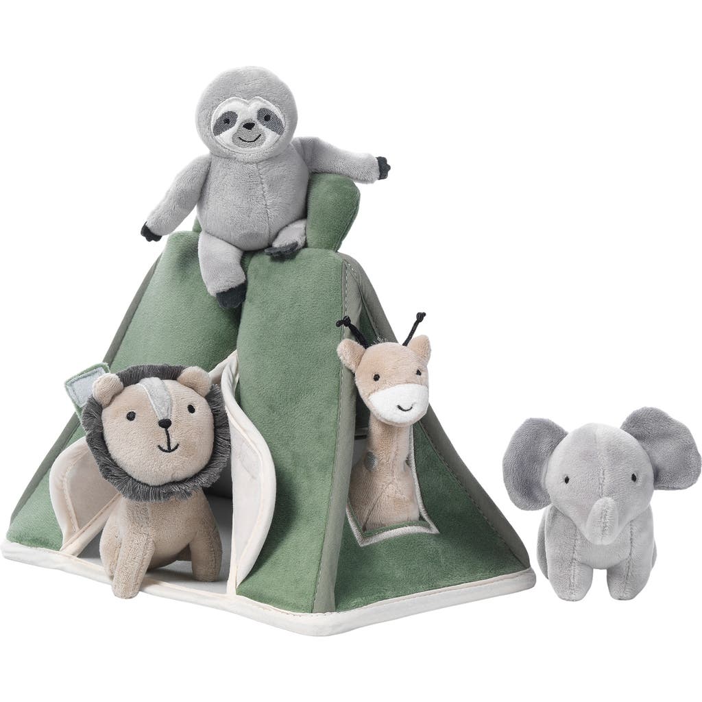 Lambs & Ivy Interactive Plush Safari/jungle Tent With Stuffed Animal Toys In Gray