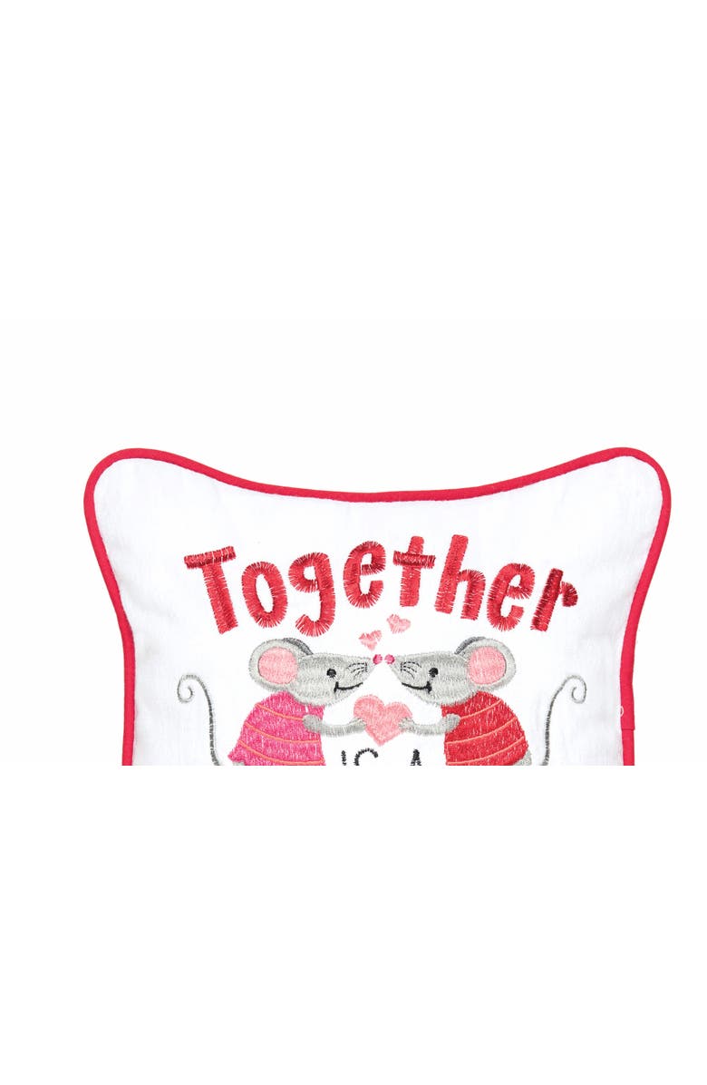 C&F Home "Together Is A Wonderful Place to Be" Valentine's Day Mouse Cotton Blend Mini Accent Pillow 10" x 10", Alternate, color, White
