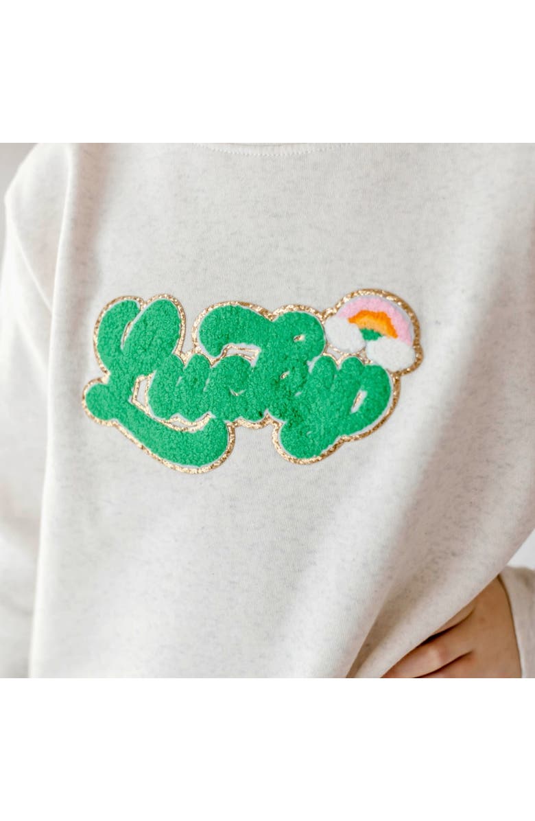 Sweet Wink Lucky Rainbow Patch St. Patrick's Day Sweatshirt, Alternate, color,