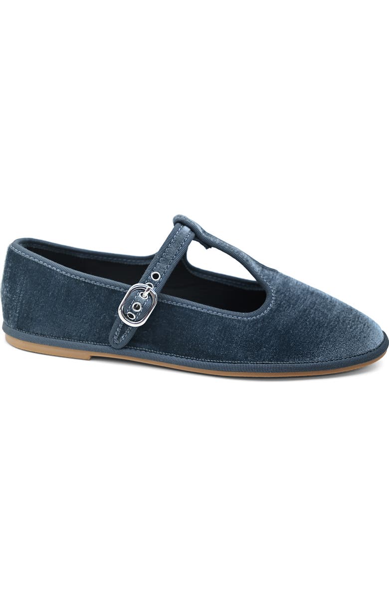 Kenneth Cole Verona T-Strap Flat, Main, color, Blue Velvet