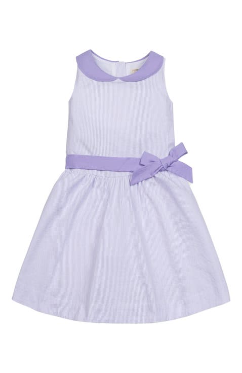 Girls' Organic Seersucker Peter Pan Collar Dress, Kids