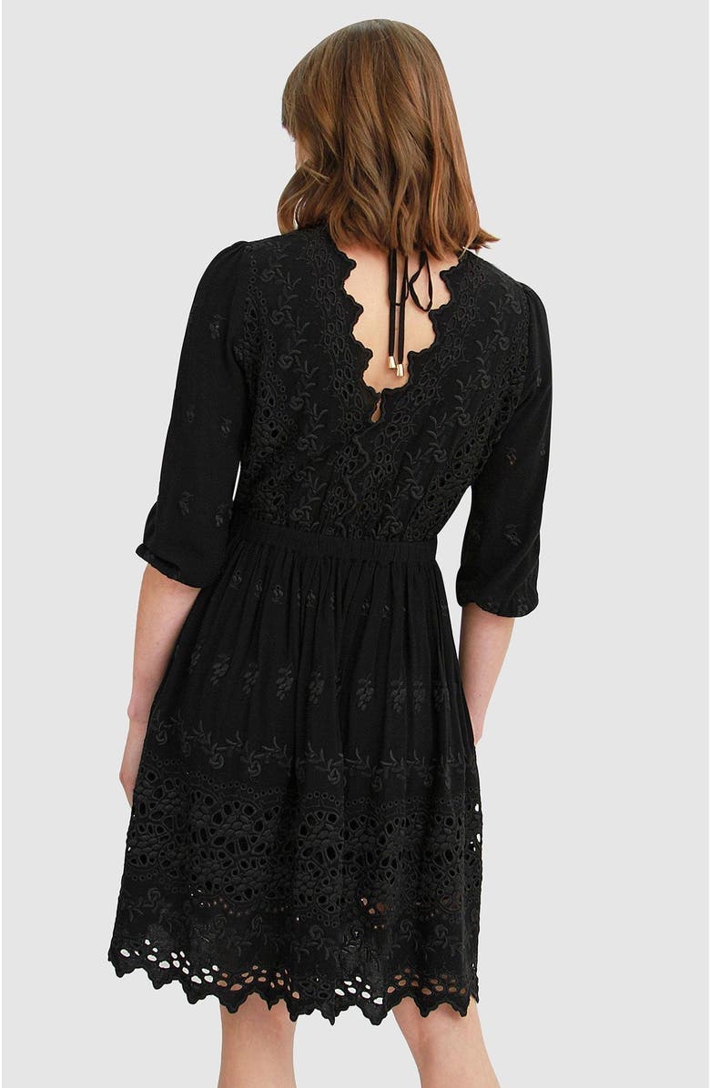 Belle & Bloom Sweet Talk Eyelet Mini Dress, Alternate, color, Black