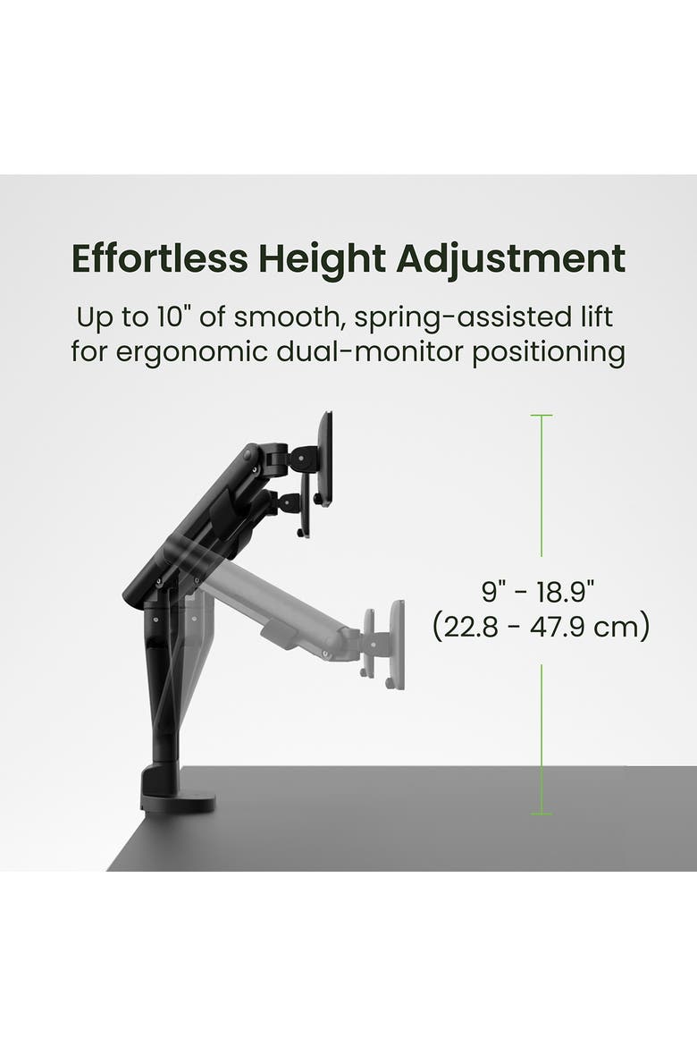 DM2 Dual Monitor Desktop Mount for 17 - 35 inch Displays, Alternate, color, Black