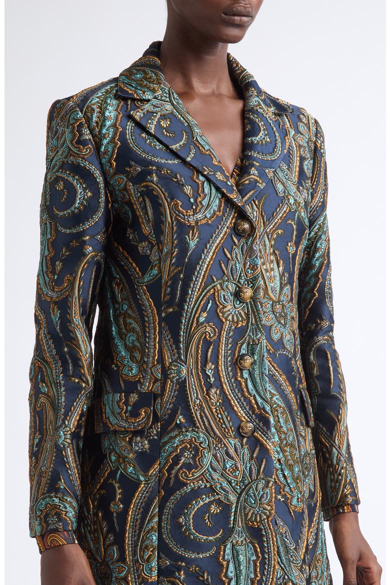 Paisley Jacquard Coat, Alternate, color, BLUE