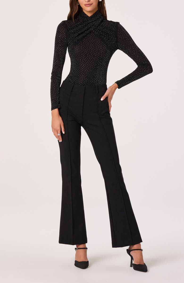 ASTR the Label Embellished Shimmer Crossover Mock Neck Top, Alternate, color,