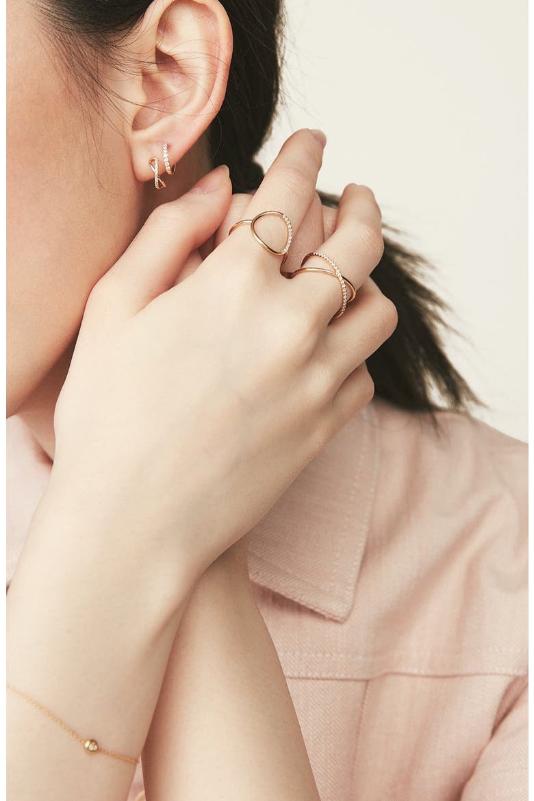 Pavé Diamond X Ring, Alternate, color, Yellow Gold