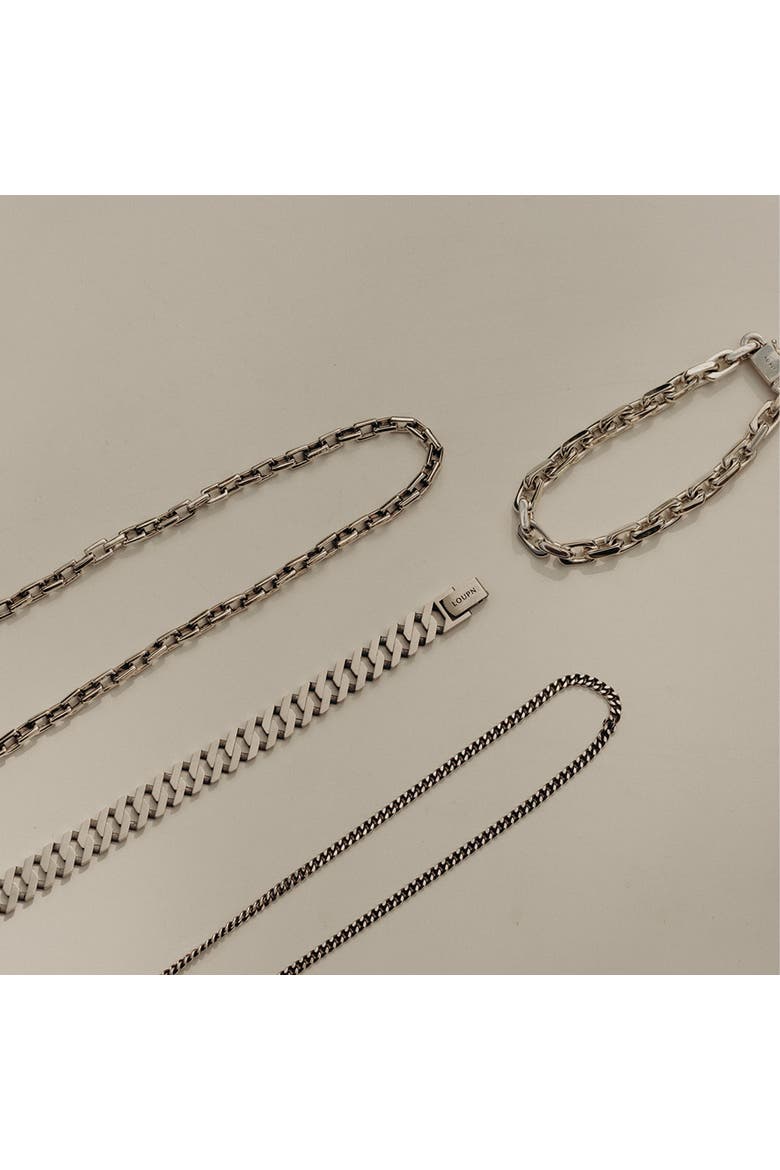 Thin Cuban Chain Necklace, Alternate, color, Silver