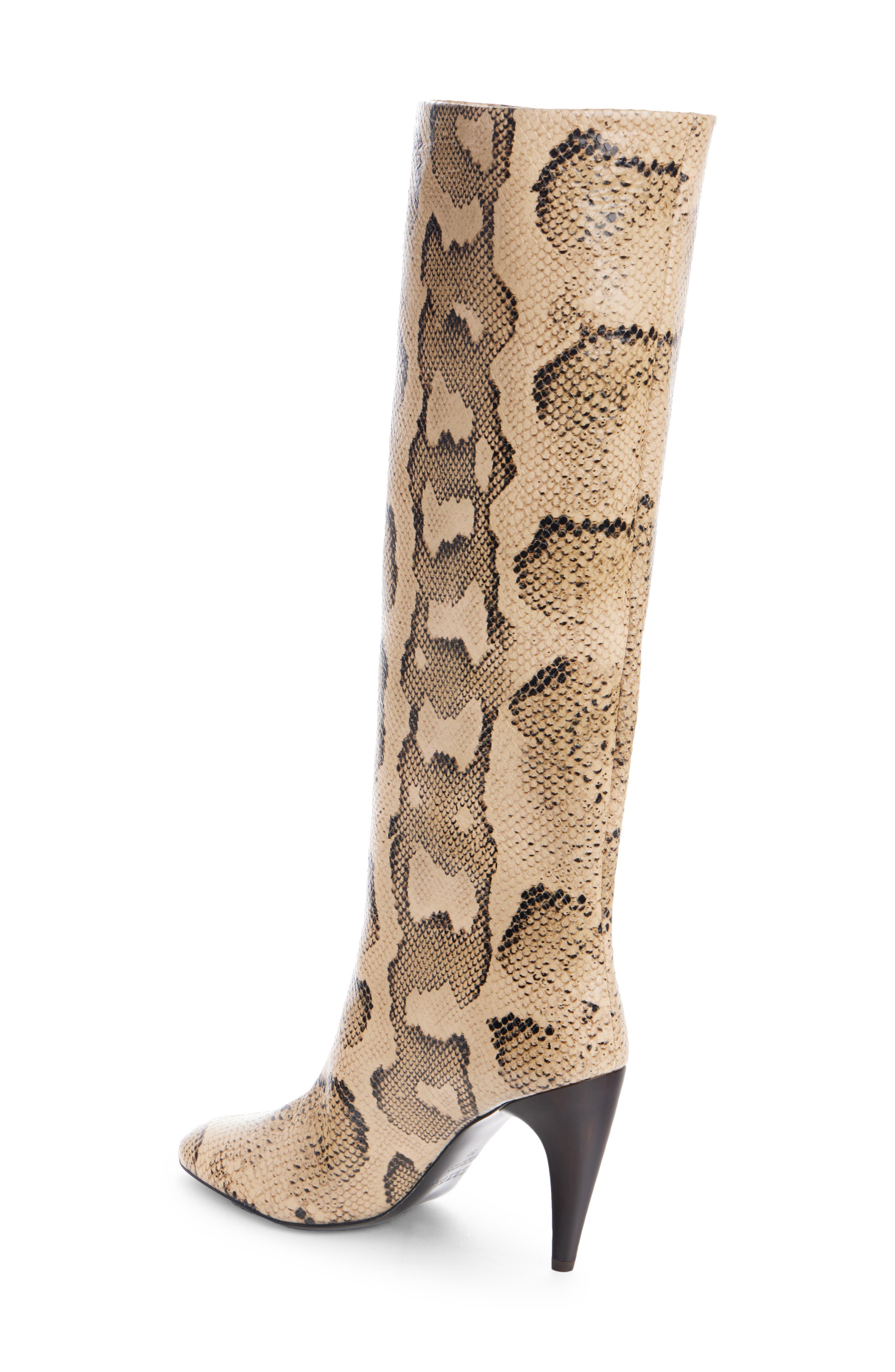 Jany Snake Embossed Knee High Boot, Alternate, color, SAHARA