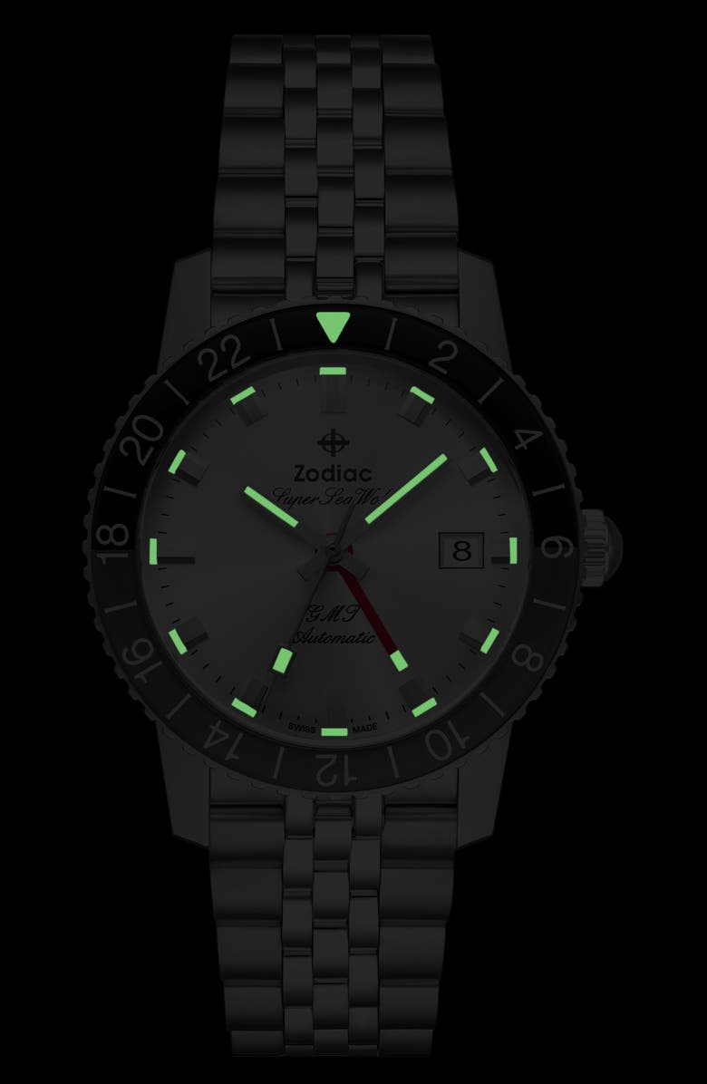 Zodiac GMT Automatic Stainless Steel Watch, 40mm, Alternate, color, 