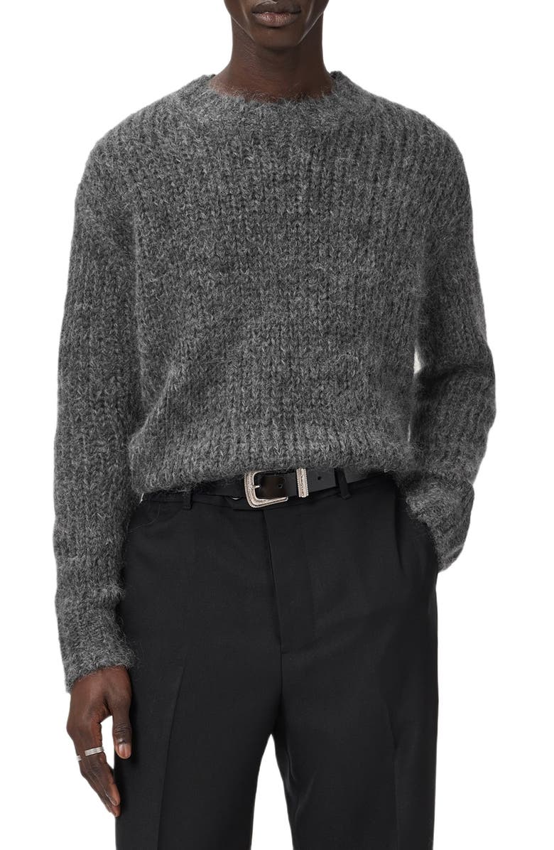 AllSaints Myles Mohair & Merino Wool Sweater, Main, color, Charcoal Grey