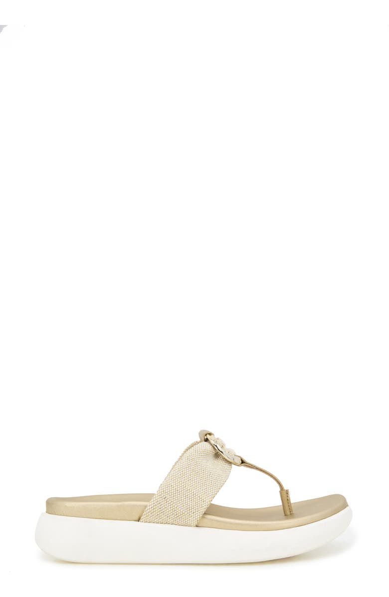 Reaction Kenneth Cole Tina Thong Sandal, Alternate, color, Soft Gold Canvas