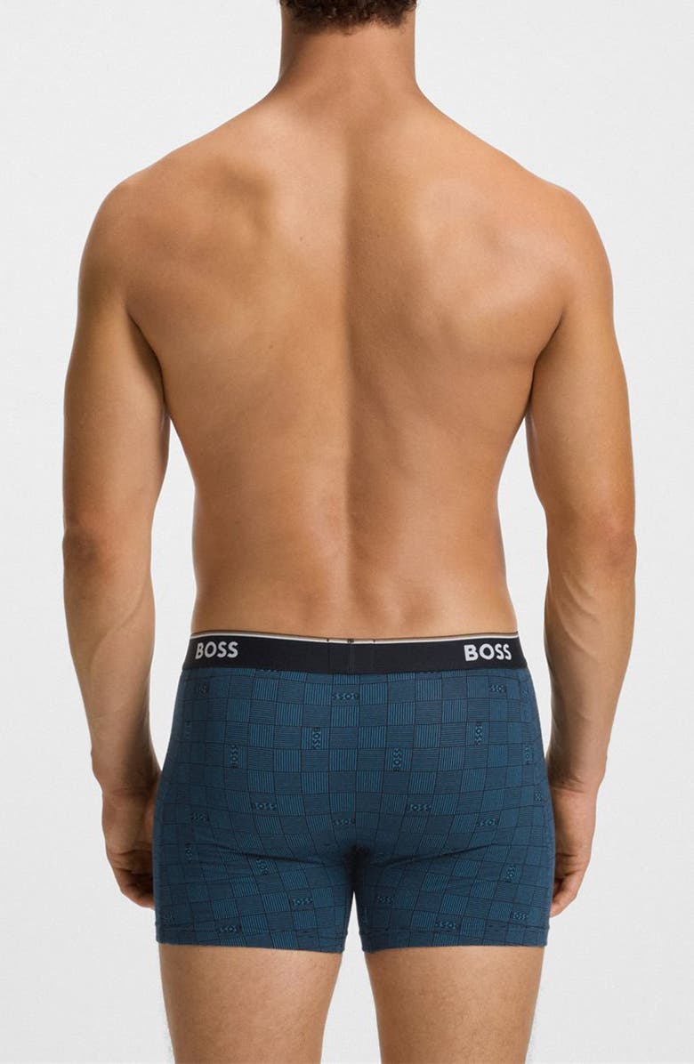 BOSS Assorted 3-Pack Power Stretch Cotton Boxer Briefs, Alternate, color, Blue Multi