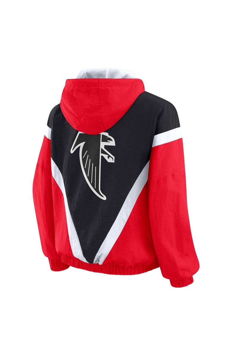 WEAR by Erin Andrews Women's WEAR by Erin Andrews Red/Black Atlanta Falcons Retro Crinkle Full-Zip Hoodie Windbreaker, Alternate, color, 