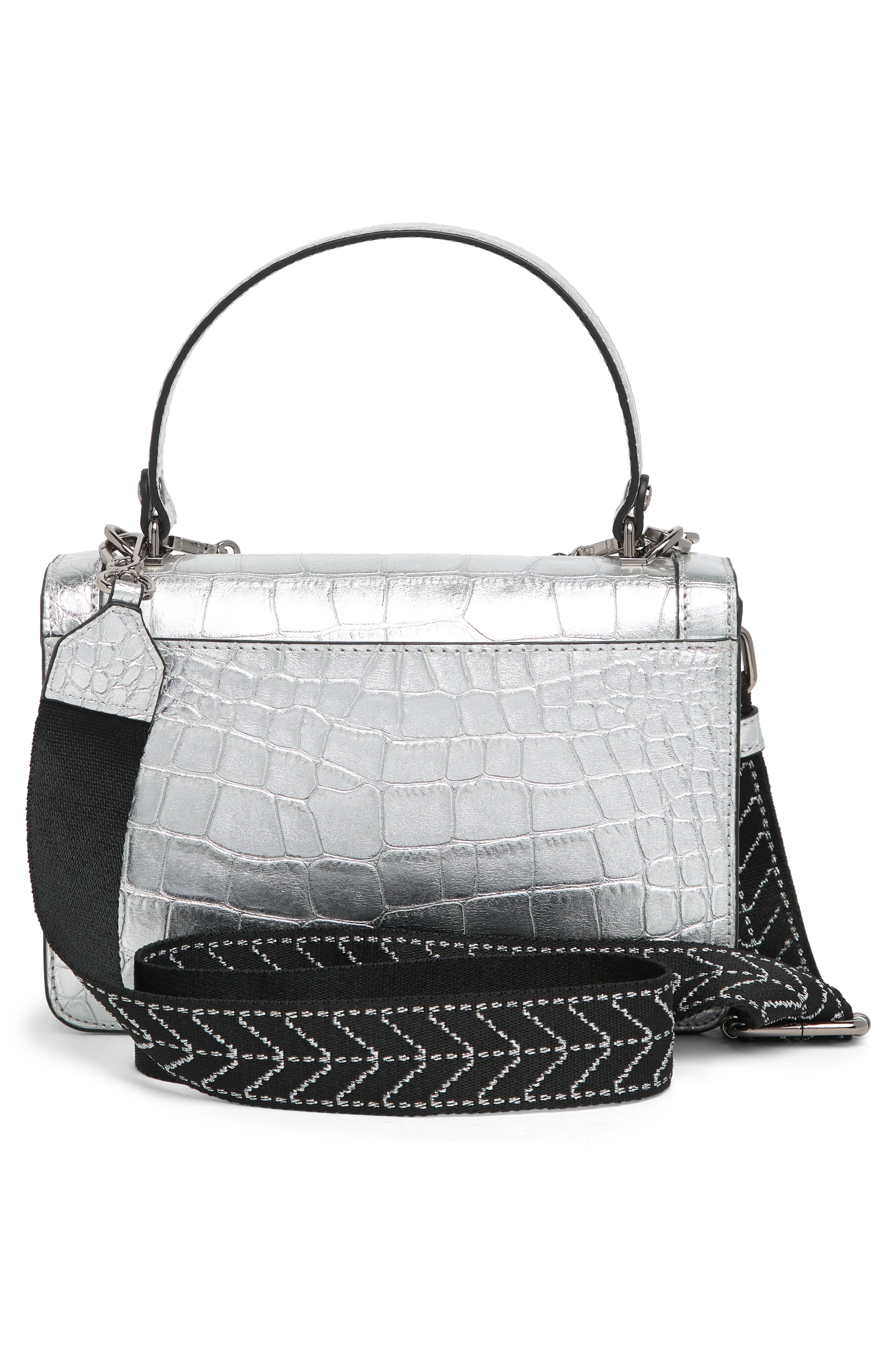 KARL LAGERFELD PARIS Simone Croc Embossed Leather Crossbody Bag, Alternate, color, 