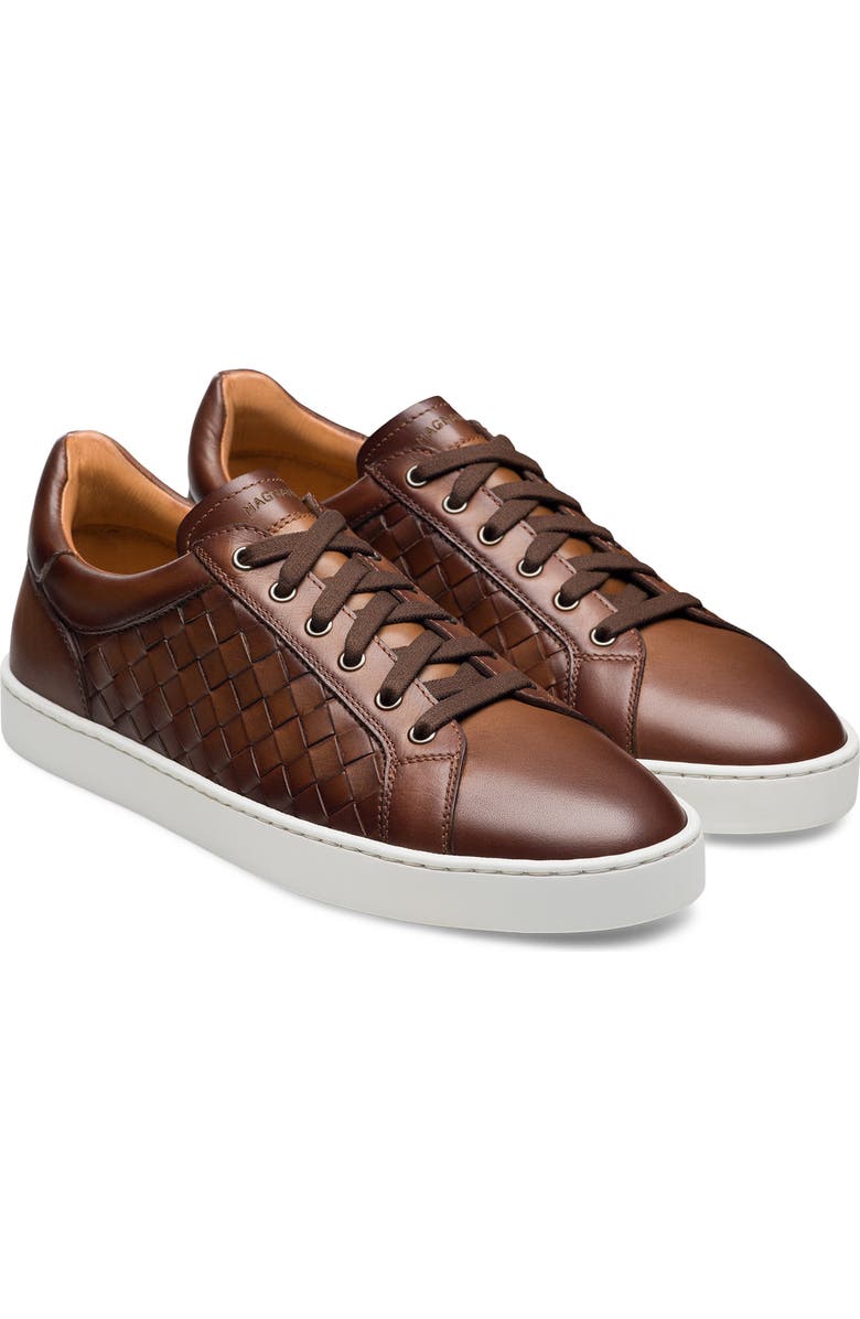 Magnanni Cote Lo Woven Leather Sneaker, Main, color, Tabaco