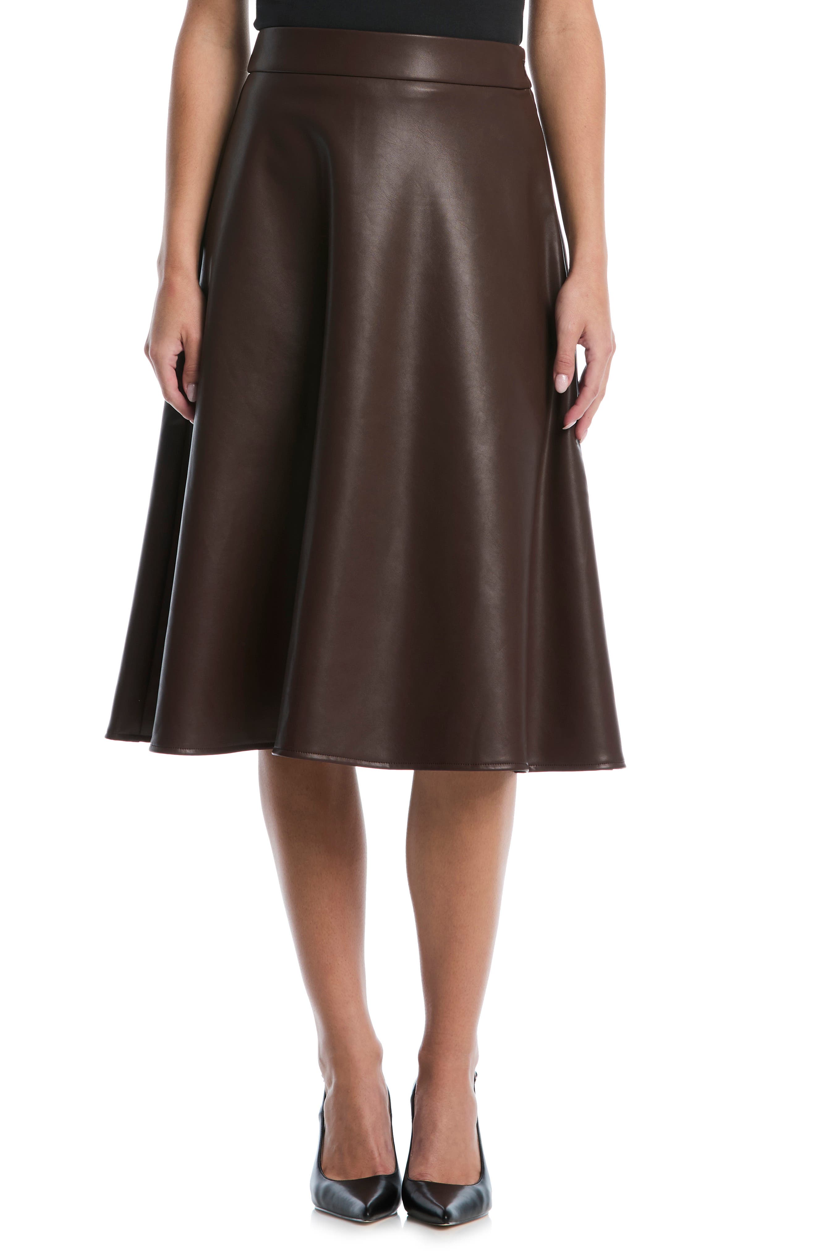 Faux Leather Midi Skirt